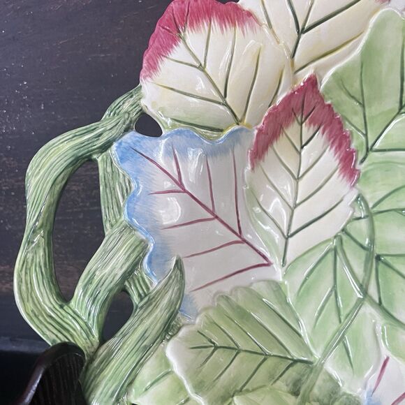 Fitz & Floyd Le Lapin Bowl Green Blue Yellow Pink 11.5” Pattern - Picture 3 of 6